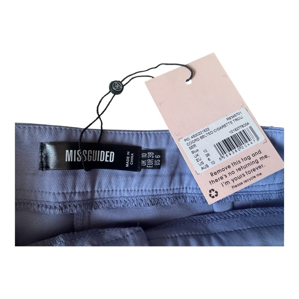MISSGUIDED Blue High Waist Cigarette Trousers Women’s 6 Coastal Minimalist Pants - Picture 8 of 10